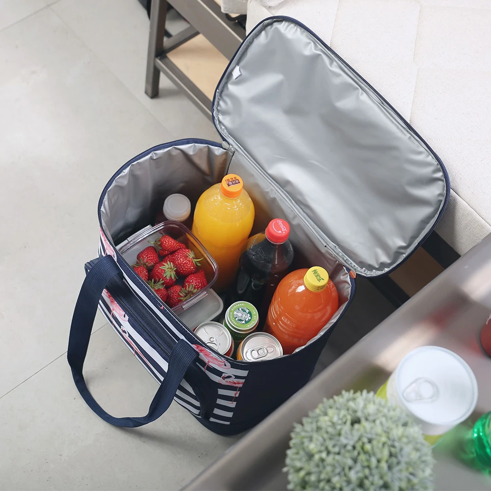 

SANNE 20L Flamingo Thicken Foldable Fresh Insulated Cooler Bag Thermal Waterproof Polyester Ice Bag Insulated Cooler Bag