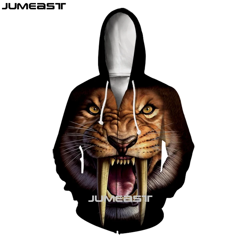 Jumeast брендовая мужская женская куртка с 3D принтом тигра льва волка длинным