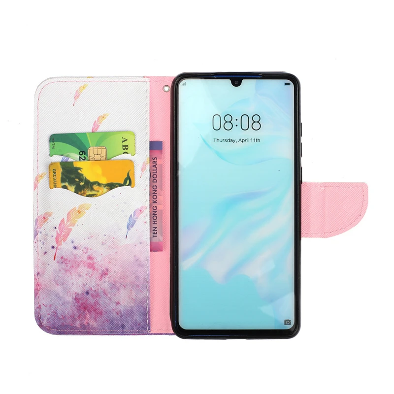 For Huawei P30 Pro Case Wallet Coloured Drawing PU Leather Magnetic Flip Cover for funda Lite Coque Capa | Мобильные телефоны и