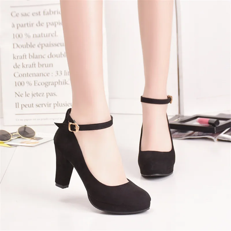 Женская обувь на высоком каблуке модная платформе с круглым носком zapatos mujer