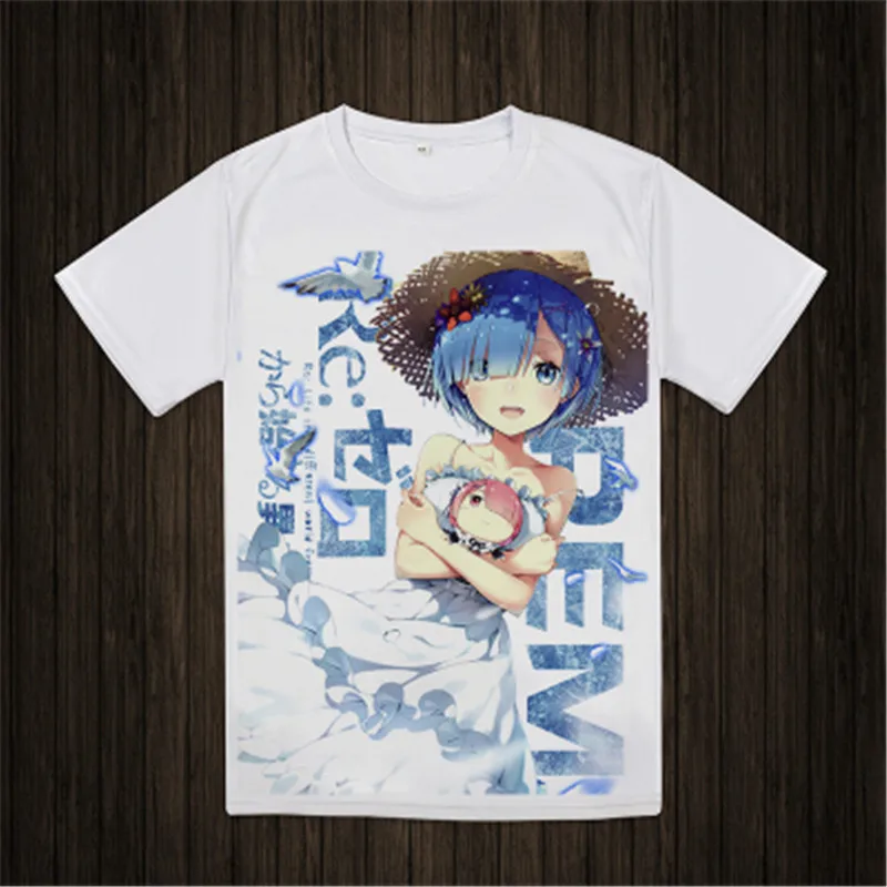 Re:Zero Kara Hajimeru Isekai Seikatsu футболка аниме Эмилия Рем маскарадная студенческие топы с