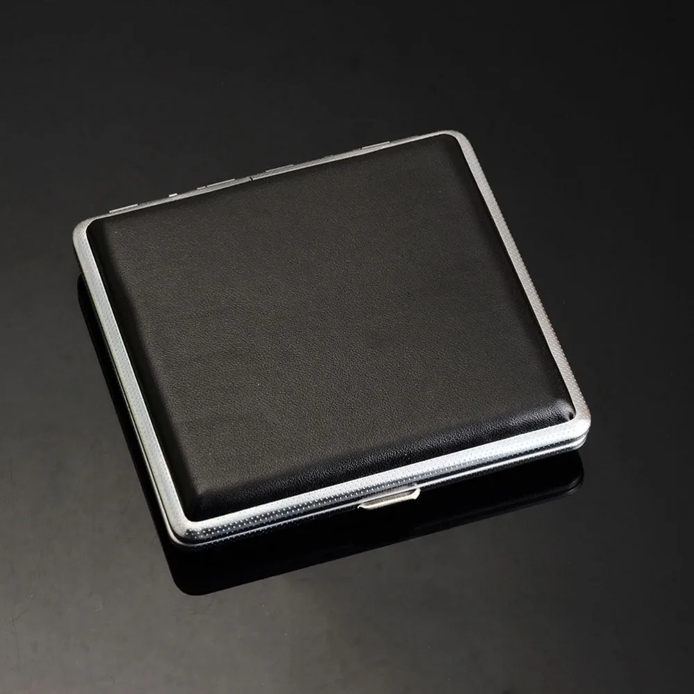 New Faux Leather Metal Frame Black Cigarette Storage Case Box Container for Lighter | Дом и сад