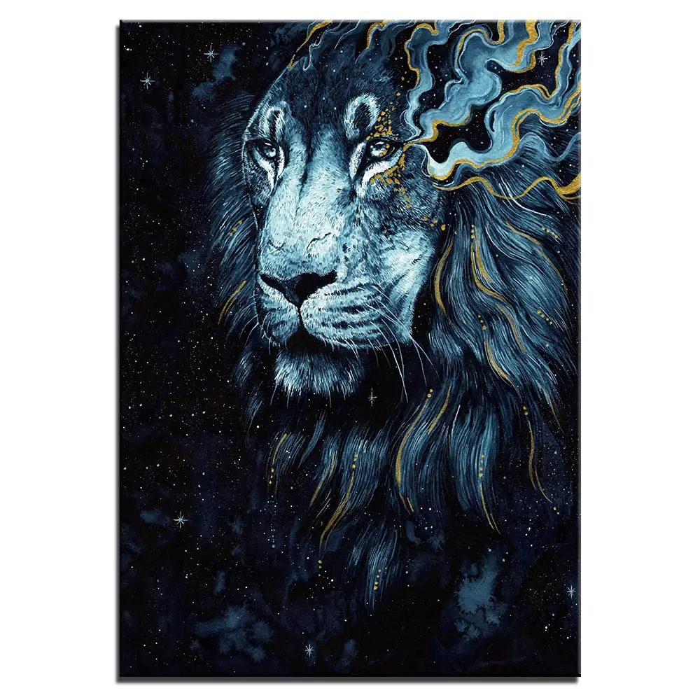 HD printed 1 panel canvas painting in the darkness lion by Scandy Girl wall pictures for living room posters and prints artwork | Дом и сад