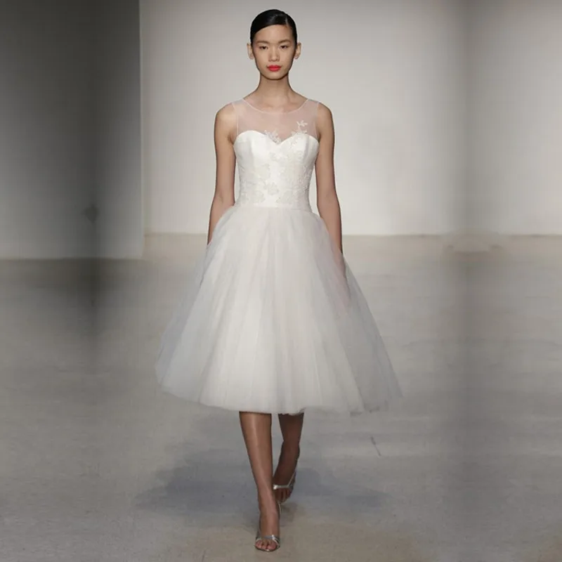 Robe de mariage подвенечные Свадебные платья с кружевом и короткими на бретелях vestido noiva