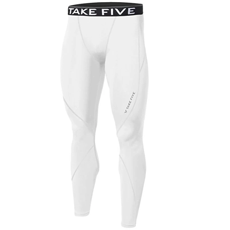 New Premium TakeFive Men's Compression Skin Tight Long Sleeve Top &amp Pants Sets-004+016 White | Мужская одежда