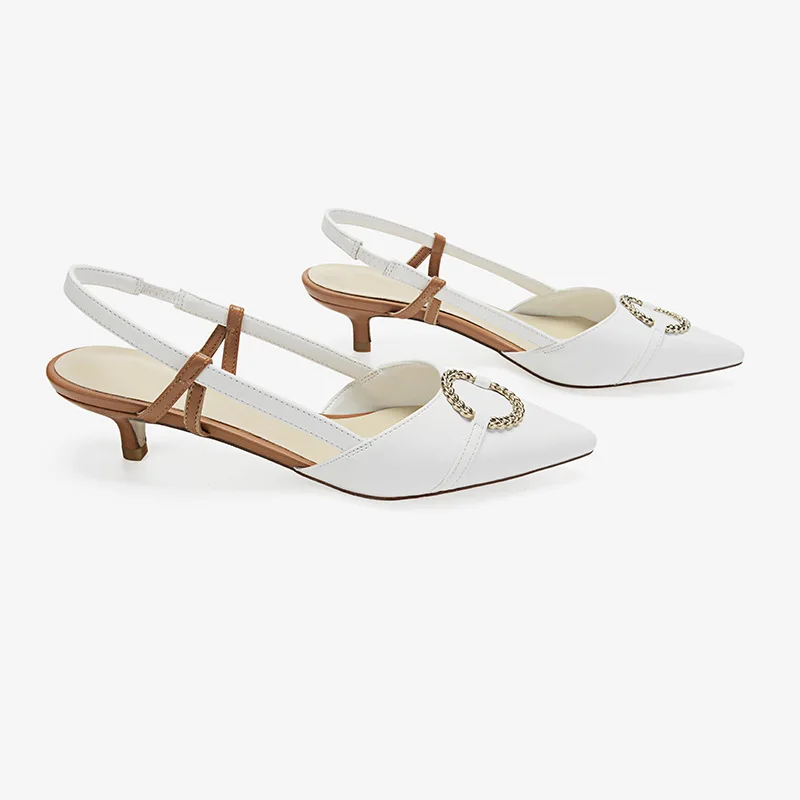 Повседневная Белая обувь Женские босоножки на среднем каблуке chaussures femme