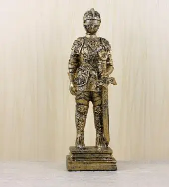 Средневековый европейский оловянный самурайский воин скульптура/кукла кавалерийский солдат Рыцари/солдат Оловянная смола статуя украшения дома - Цвет: 1
