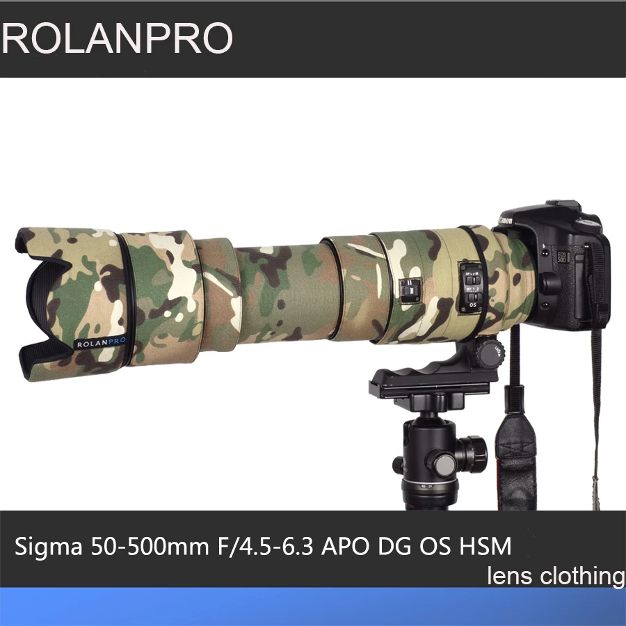 

Линзы ROLANPRO камуфляжное пальто дождевик для Sigma APO 50-500 мм F/4,5-6,3 DG OS линза HSM защитный чехол пушки рукав фото DSLR