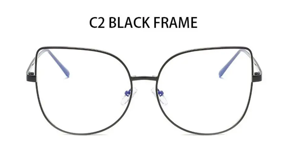 C2 black mrame Металлические очки кошачий глаз, прозрачная Золотая оправа, очки, модная оптика, очки с прозрачными линзами для женщин и мужчин, поддельные очки для женщин, UV400 - Цвет оправы: C2 black mrame
