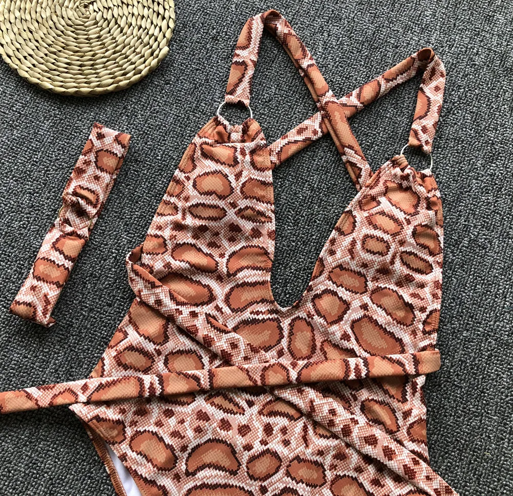 2019 Mujer Bathing Suit Brazilian Bikinis Leopard One-piece Swimsuit Female Push up Swimwear Sexy Bodysuit Bathers Monokini | Спорт и