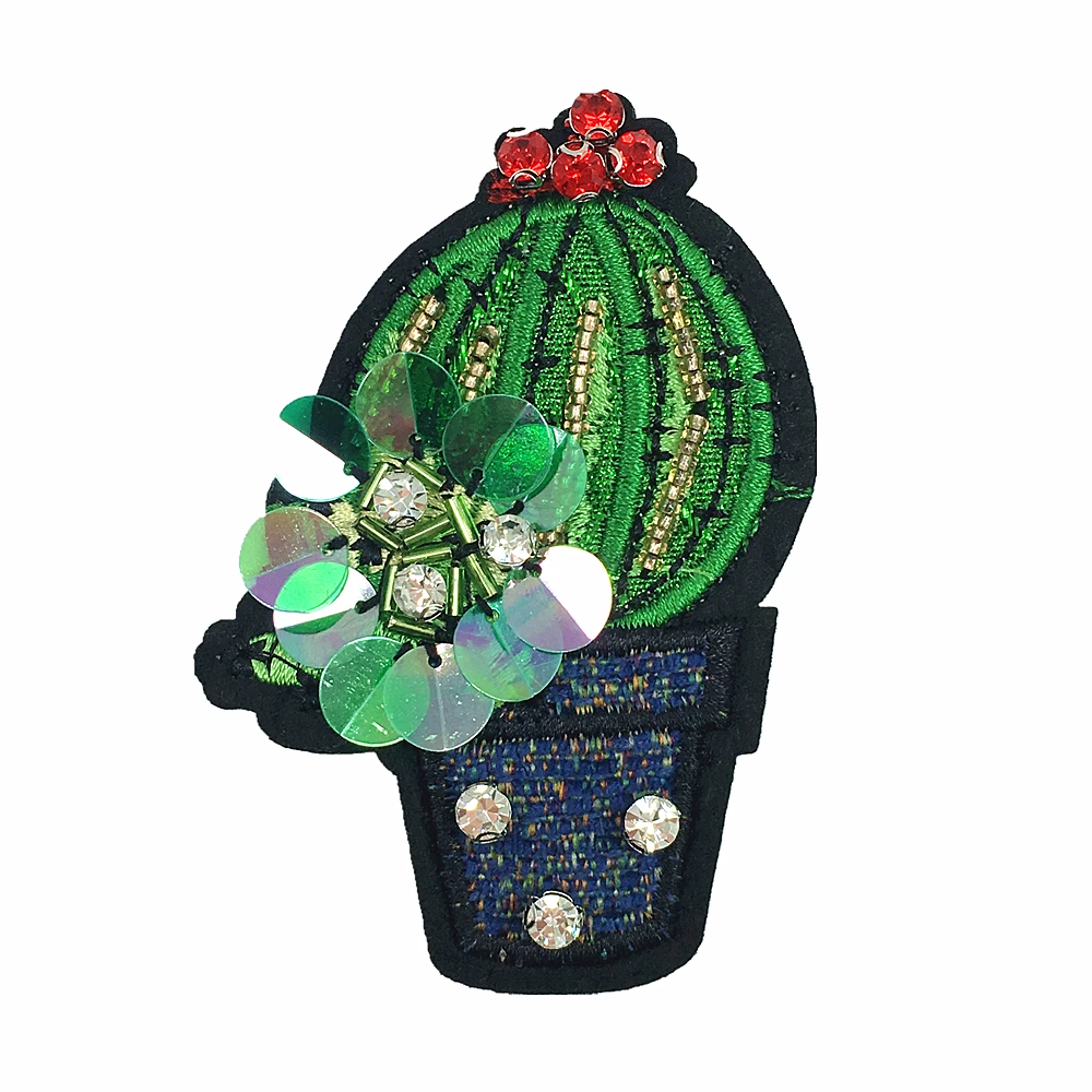 4 шт. патчи с блестками и КАКТУСОМ для шитья|patches for clothing|plant patchbeaded patches |