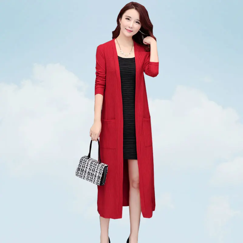 2019 новый весенне-осенний женский свитер шаль пальто винно-красного цвета