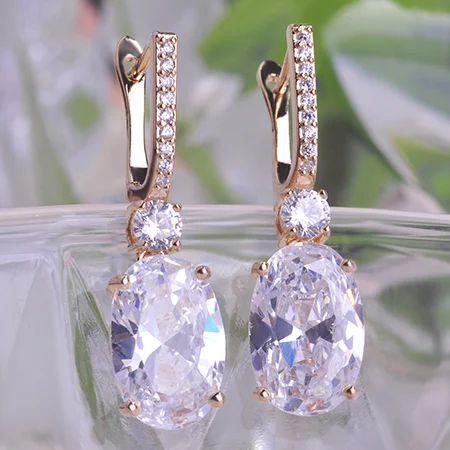 Gold Plated Blucome, большая подвеска, серьги-капли, микро ПАВЕ, циркон, медь, стразы, серьги для женщин, свадебные ювелирные изделия, подарки, мягкие булавки - Окраска металла: Gold Plated