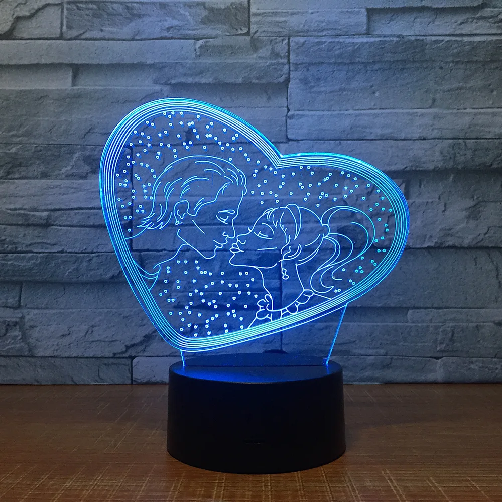 С надписью I LOVE YOU Сладкий Любовник Сердце 3D светодиодный USB лампа Романтические