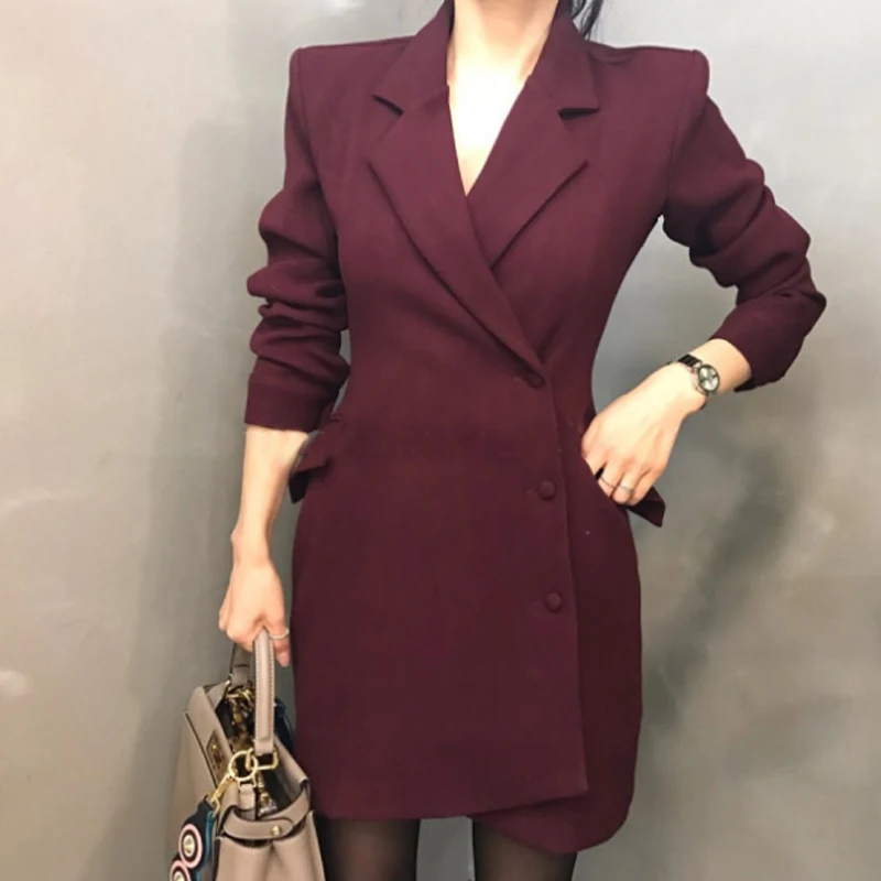 New autumn and winter professional dress female workwear windbreaker jacket long single breasted casual suit jacket|Женские пиджаки| |
