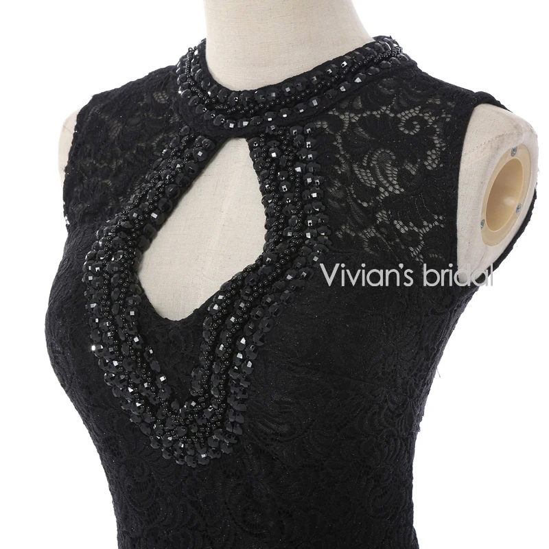 Vivian's Bridal Sexy Lace Black Mermaid Sleeveless Evening Dresses Hot Sale Free Shipping robe de soiree Summer Style 212 | Свадьбы и