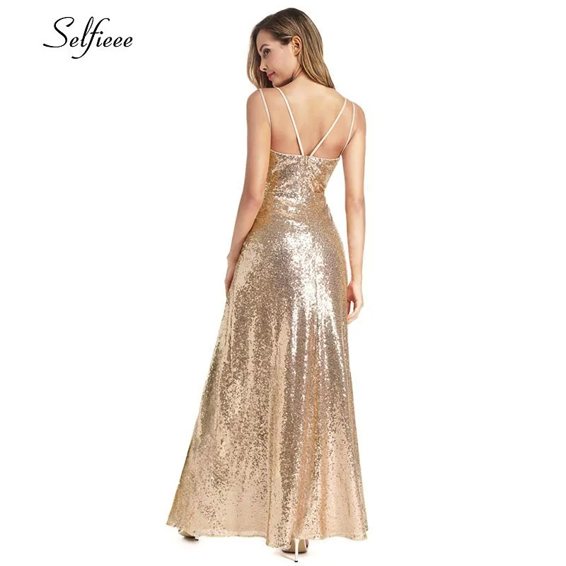 Сексуальное розовое золото Саудовская Арабский вечер платья блестками v