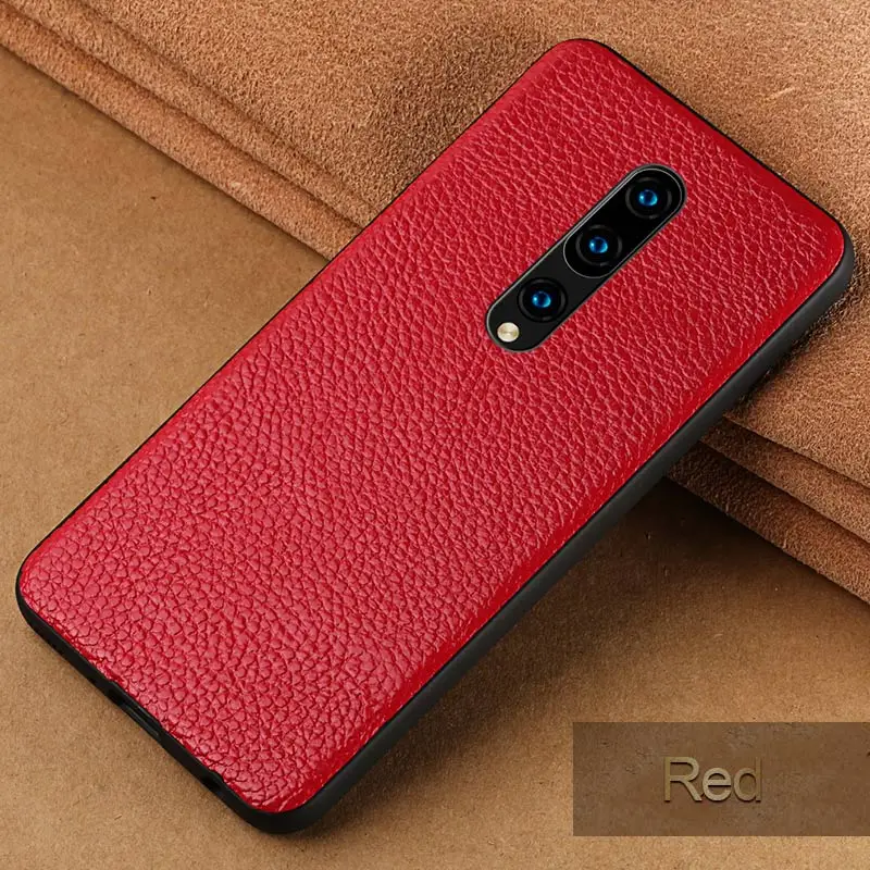 Красный Противоударный кожаный чехол для Oneplus 7 7T 7 TPro, полный защитный чехол для One plus 6T 5 5 T, чехол для телефона из натуральной кожи - Цвет: Красный