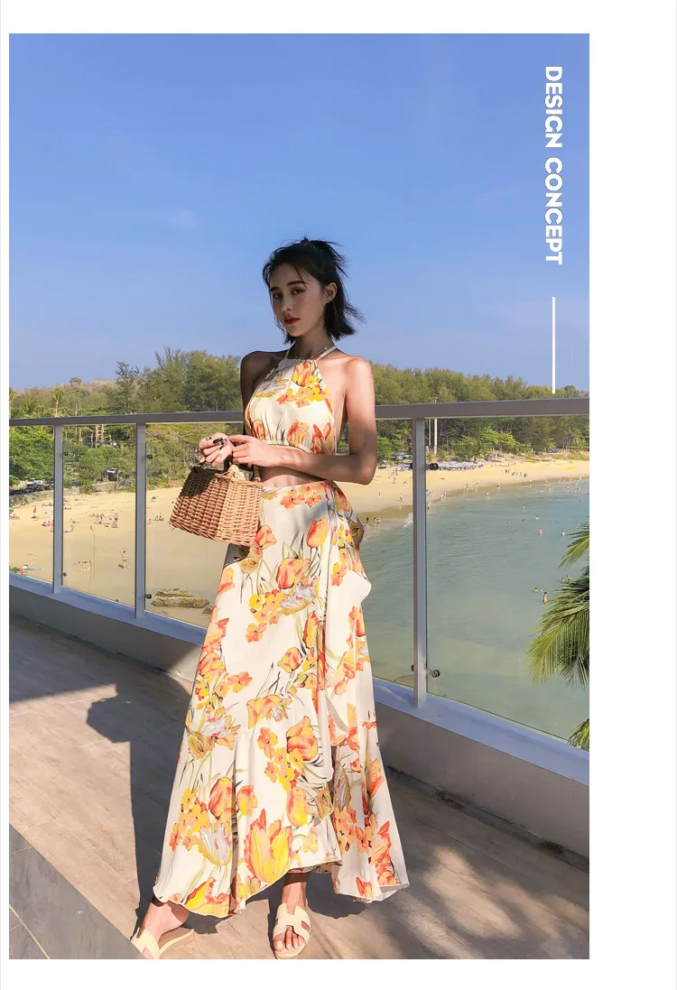 Богемное пляжное платье с открытой спиной для морского курорта на бретелях без