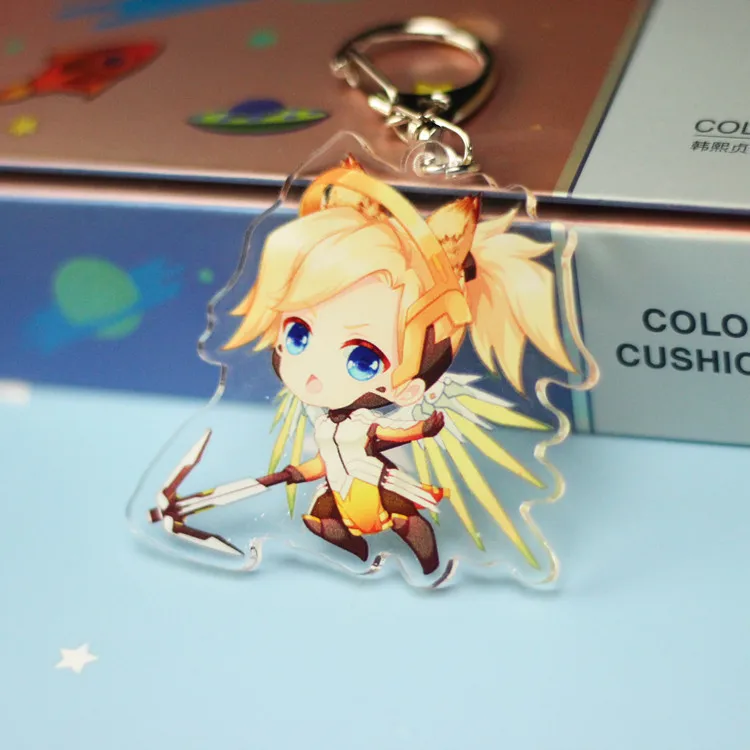 FPS Game Ow Keychain Fashion Overwatch D.va Hanzo Mei Tracer Reaper Figure Bag Pendants Car Key Chains Holder Keyrings Jewelry