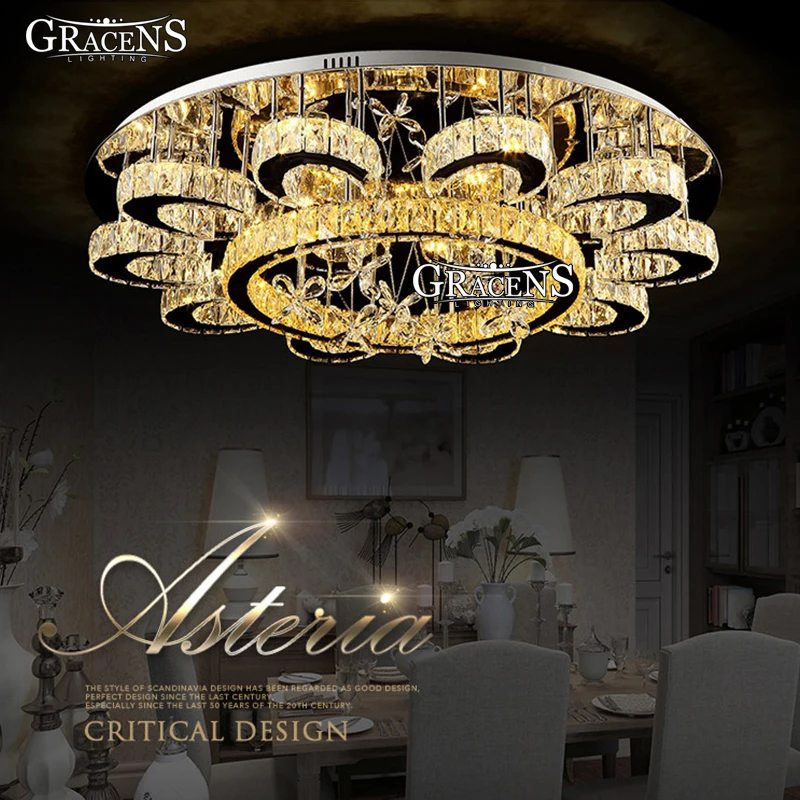 

Luxury Flower Shape Chandeliers Crystal Lamp Ceiling Fixtures Round lustre Living Room Hotel Lights LED Lamps Flush Mounted