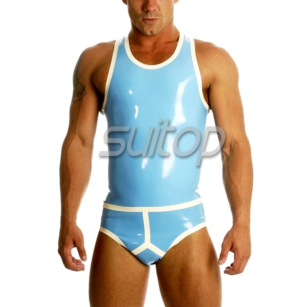 sexy men's rubber jumpsuit body suit latex lingerie