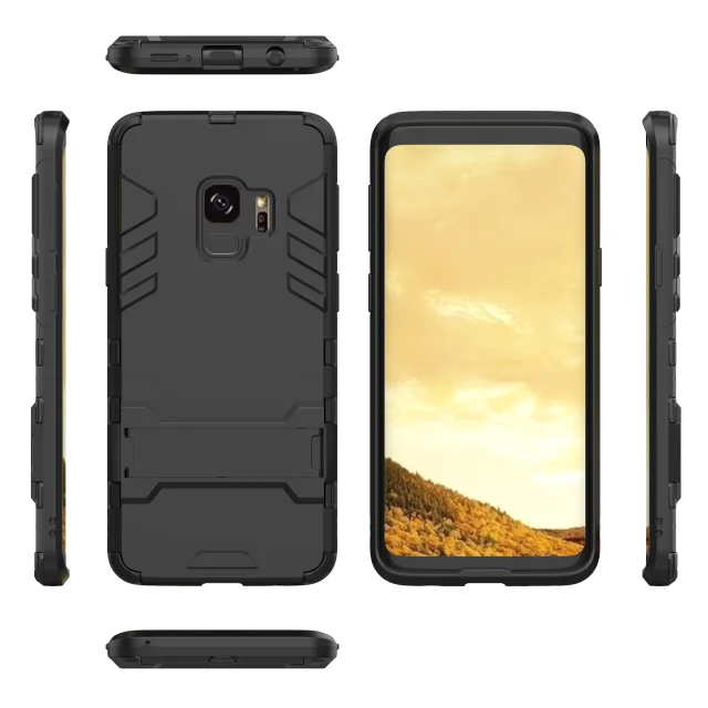 With stand Hybrid case For Samsung Galaxy S9 S9Plus Hard Silicone + PC Armor protective back cover for samsung s9 plus shell |