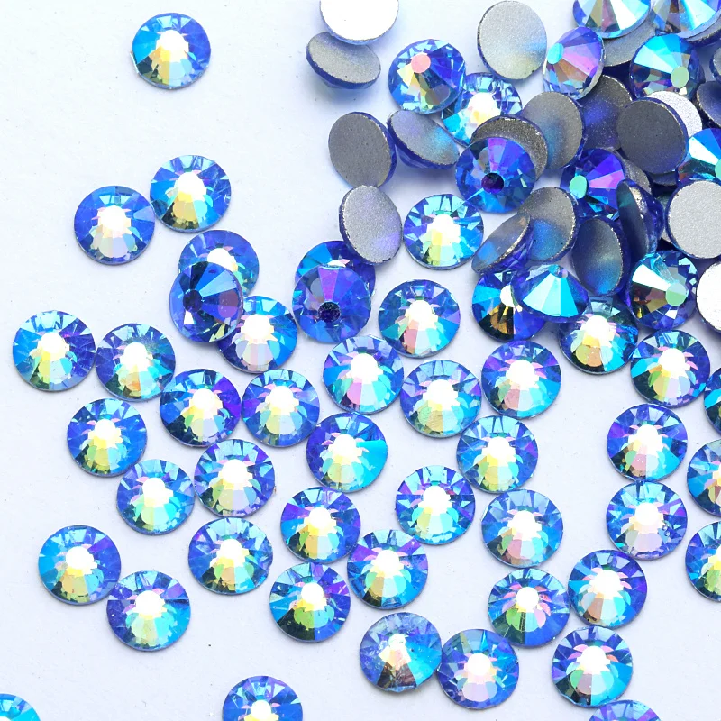 Все размеры светло Sapphire AB сделай сам украшения 3D Ногти стразы с плоской задней