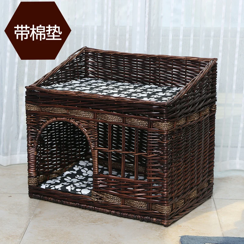 4 with warm mat Ручная работа, домик для кошек, летний, для питомцев, для кошек, ротанга, вилла, дом, прочная, для питомцев, спальная кровать, дышащая, для кошек, питомник, Прямая поставка - Цвет: 4 with warm mat