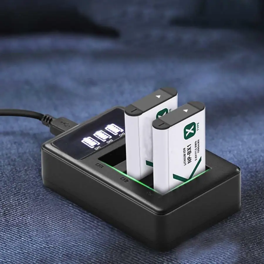 NP-BX1 зарядное устройство с тремя слотами USB для зарядки жк-экраном спортивной