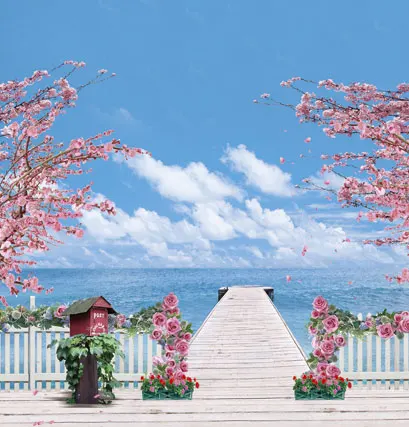 Виниловый тканевый фон для фотосъемки с изображением морского побережья