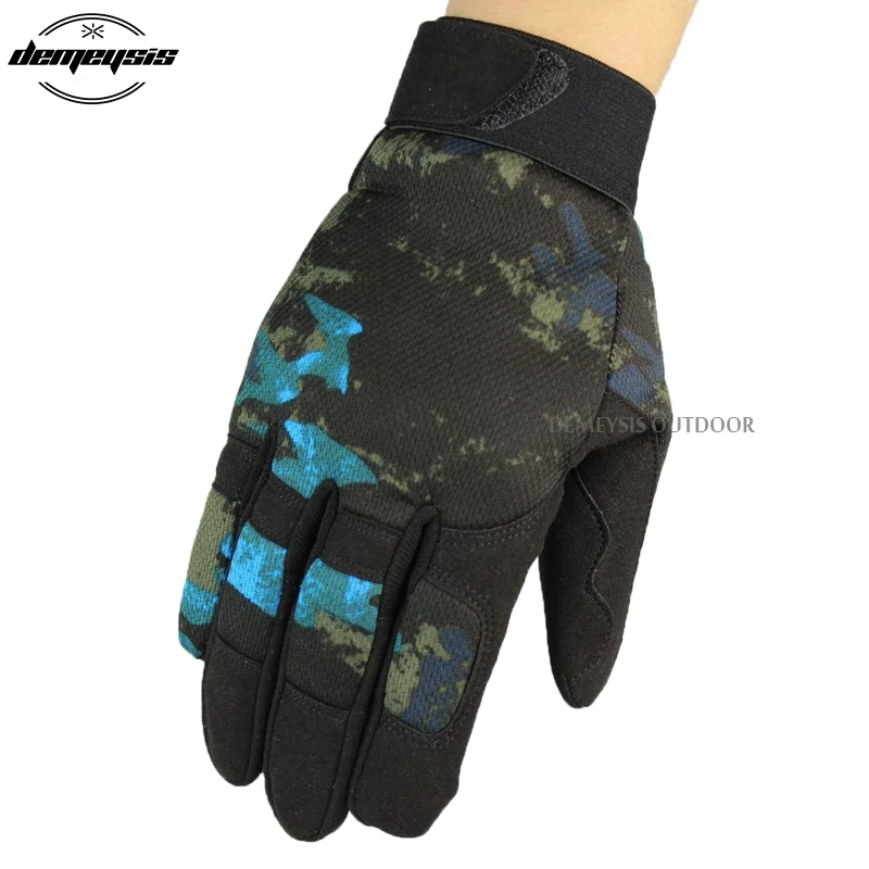 black camo Дышащие тактические уличные страйкбол армейские военные сетчатые альпинистские перчатки полный палец страйкбол охотничьи походные перчатки - Цвет: black camo