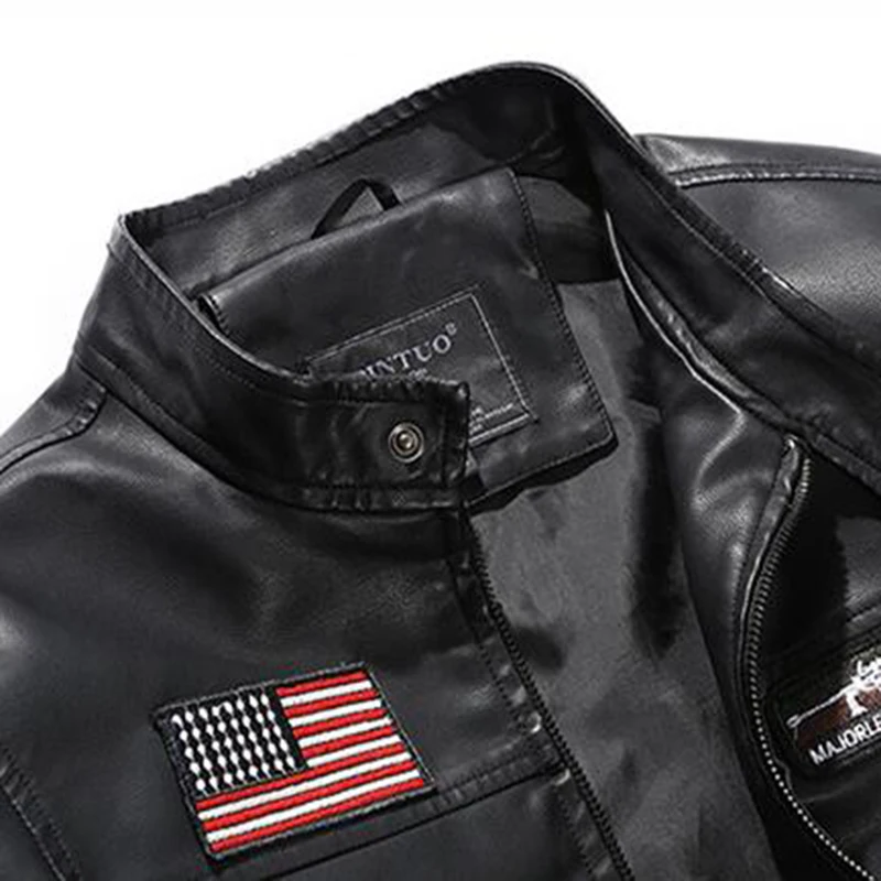 Новинка Осень-зима 2016 Мужская модная повседневная кожаная мужская куртка с