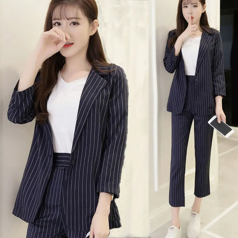 Women's suit female new style fashion dress casual striped office lady OL professional uniform two / piece |