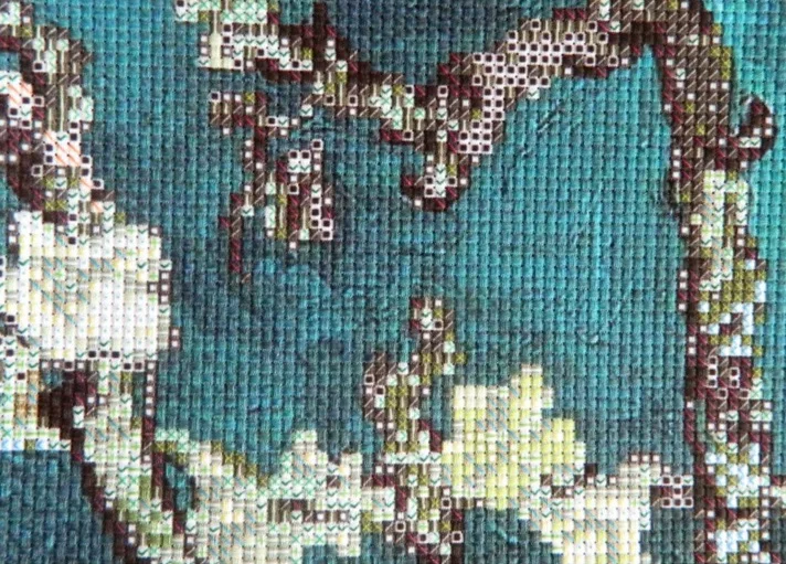 Набор для рукоделия вышивки крестом из необработанных шелковых нитей полный