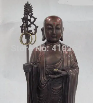 15 "Китай Буддизм Бронза Медь Datang Сюань Цзан Kshitigarbha Дзидзо Статуя Будды | Дом и
