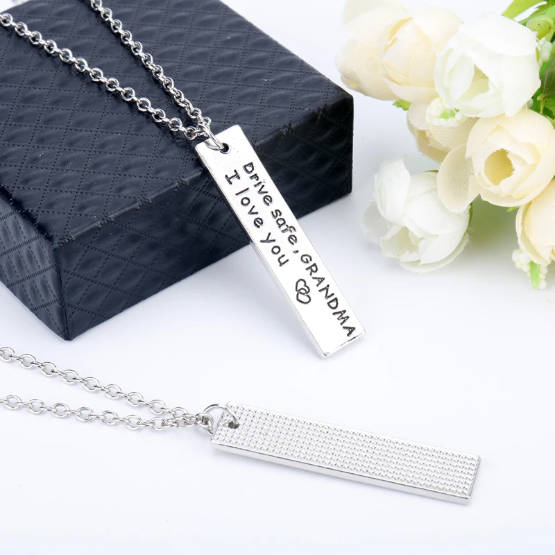 2pcs Letter Necklace Drive Safe I love you Grandpa Grandma Necklaces Pendants Charms Simple Accessories Family Gifts | Украшения и