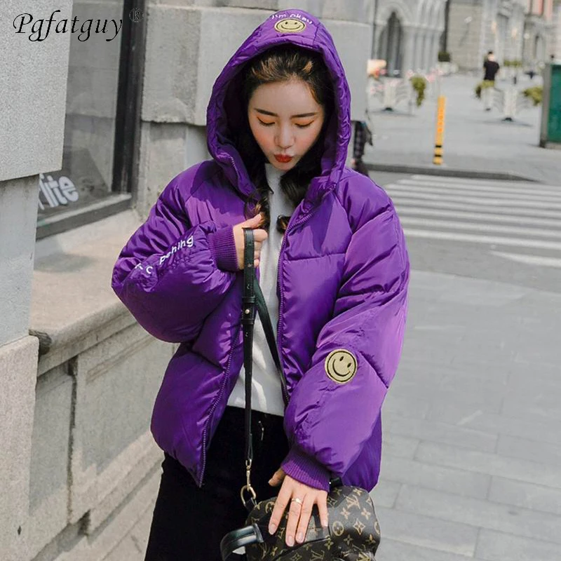 Модные женские туфли вниз хлопок улыбка письмо печати парки 2018 новый студент