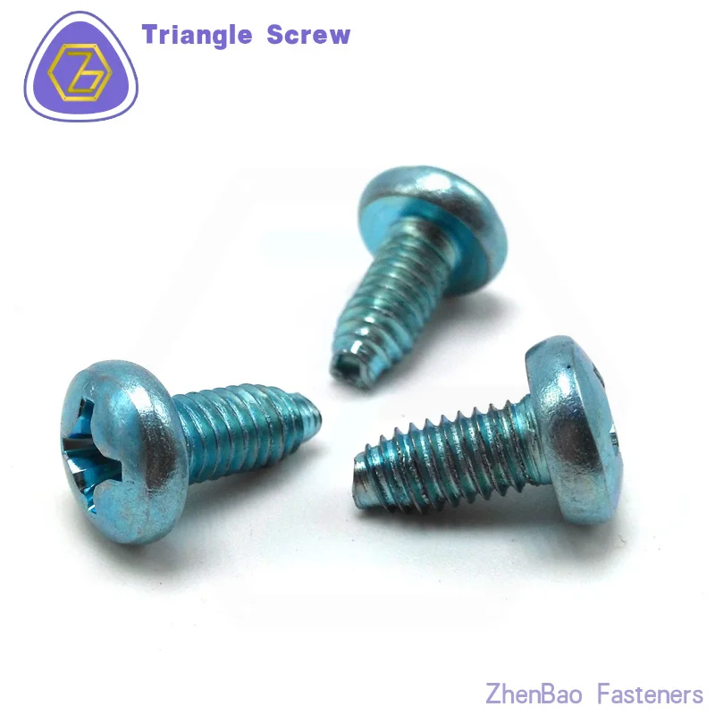 m4*16 100pcs High quality triangle thread half round head screw Blue zinc Metric fasteners A025 | Обустройство дома