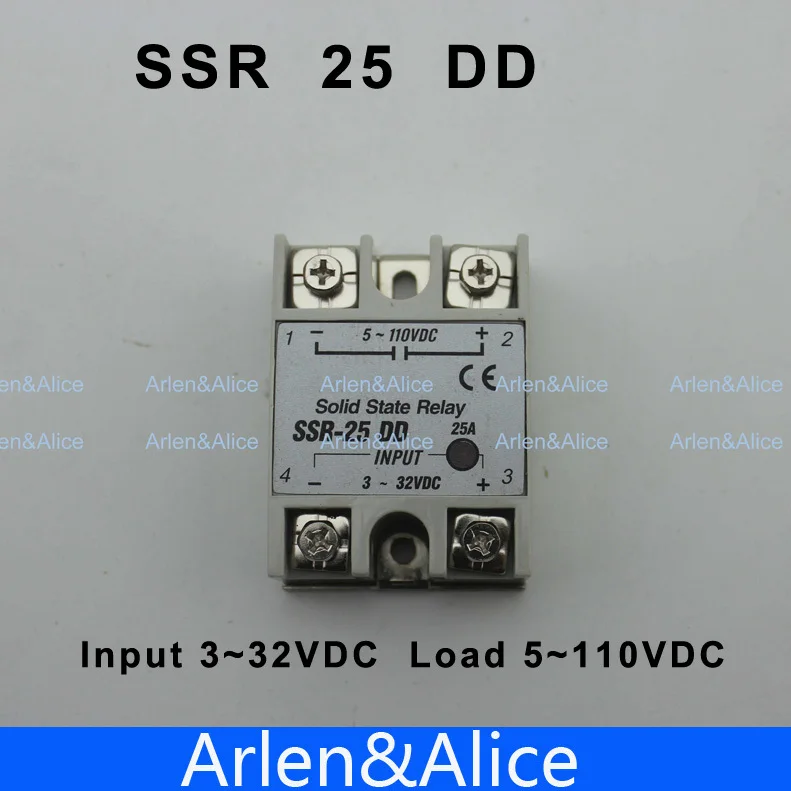 25DD SSR вход 3 ~ 32VDC нагрузка 5 110VDC DC Однофазное твердотельное реле постоянного