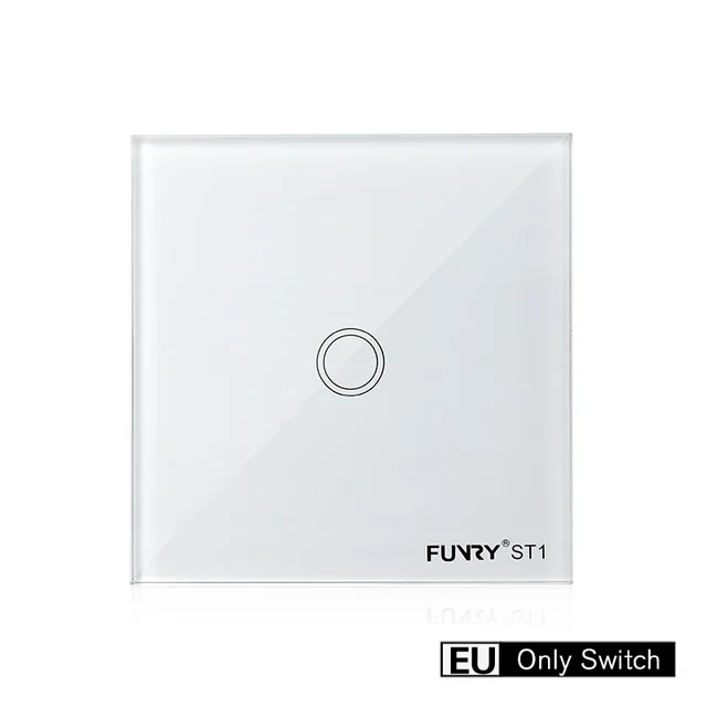 Funry ЕС Стандартный 1 Gang 1 Путь сенсорный выключатель, Smart Управление включения-выключения для умного дома, Смарт настенный выключатель, AC 110-250 В для легких - Цвет: white