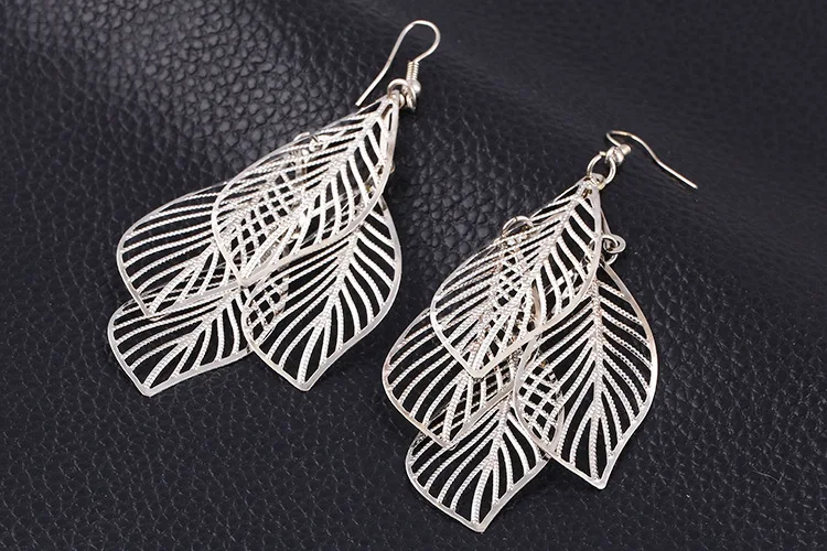 Модные Винтажные Свадебные висячие серьги с листьями женские этнические длинные