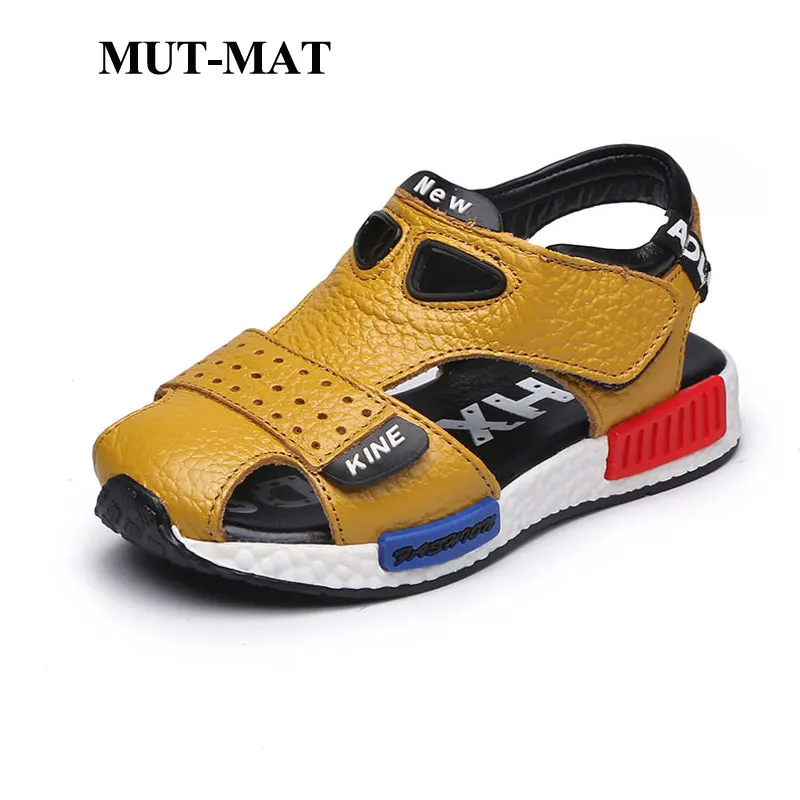 Новинка 2019 года детская обувь из натуральной кожи сандалии с закрытым носком для