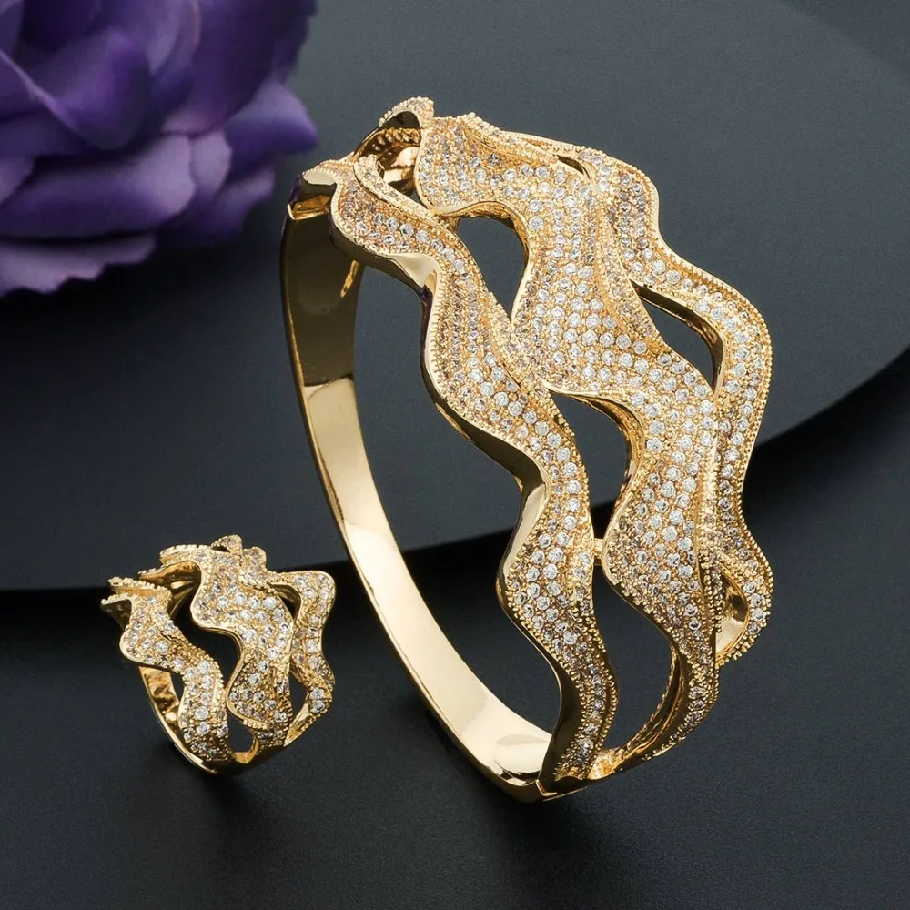 ModemAngel роскошные стразы закрученная форма цветок AAA кубический циркон 3 тона