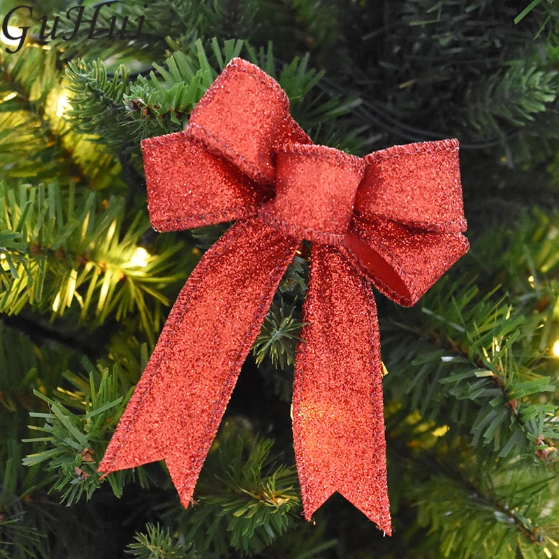 5 шт. Рождественская елка украшения поставки красочные блестящие ленты бант