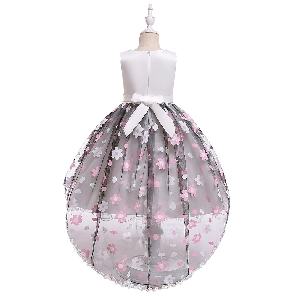 Flower Girl Dresses lace long Tailing Pageant Summer princess Children 3-10yrs Wedding Party Birthday Tutu Dress clothing | Детская