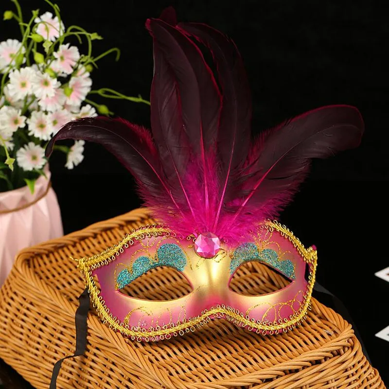 Painting Feather Mask Women Lady Bar KTV Nightclub Disco Ball Masks Masquerade Party Halloween Christmas|Аксессуары для