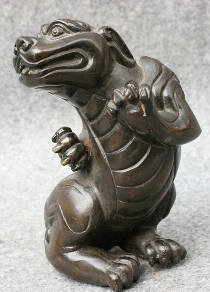 JP S0114 Folk Chinese Bronze FengShui Guard Foo Fu Dog Lion PiXiu Beast Statue Animals Discount 35% | Дом и сад