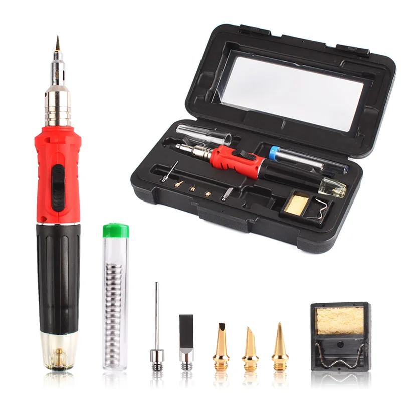 

Self-Ignition 10-in-1 Gas Soldering Iron Cordless Welding Torch Kit Tool HS-1115K Top Quality Ignition Butane Gas Soldering Iron