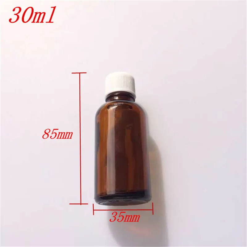 

10 pcs 35x85 mm Brown Glass Essential Oil Bottles With White Plastic Common Screw Cap DIY 30 ml Empty Bottles Containers
